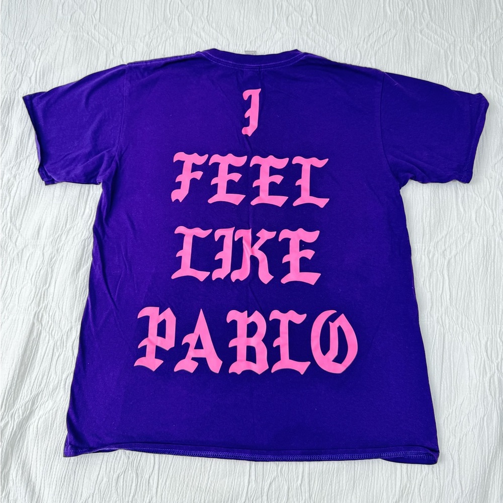 Pink and purple I feel like Pablo graffic tee